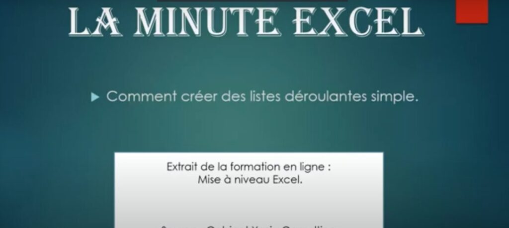 La minutes excel liste deroulante